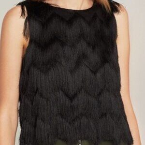 ZARA Women's Black Fringe Crewneck Pullover Tank Top